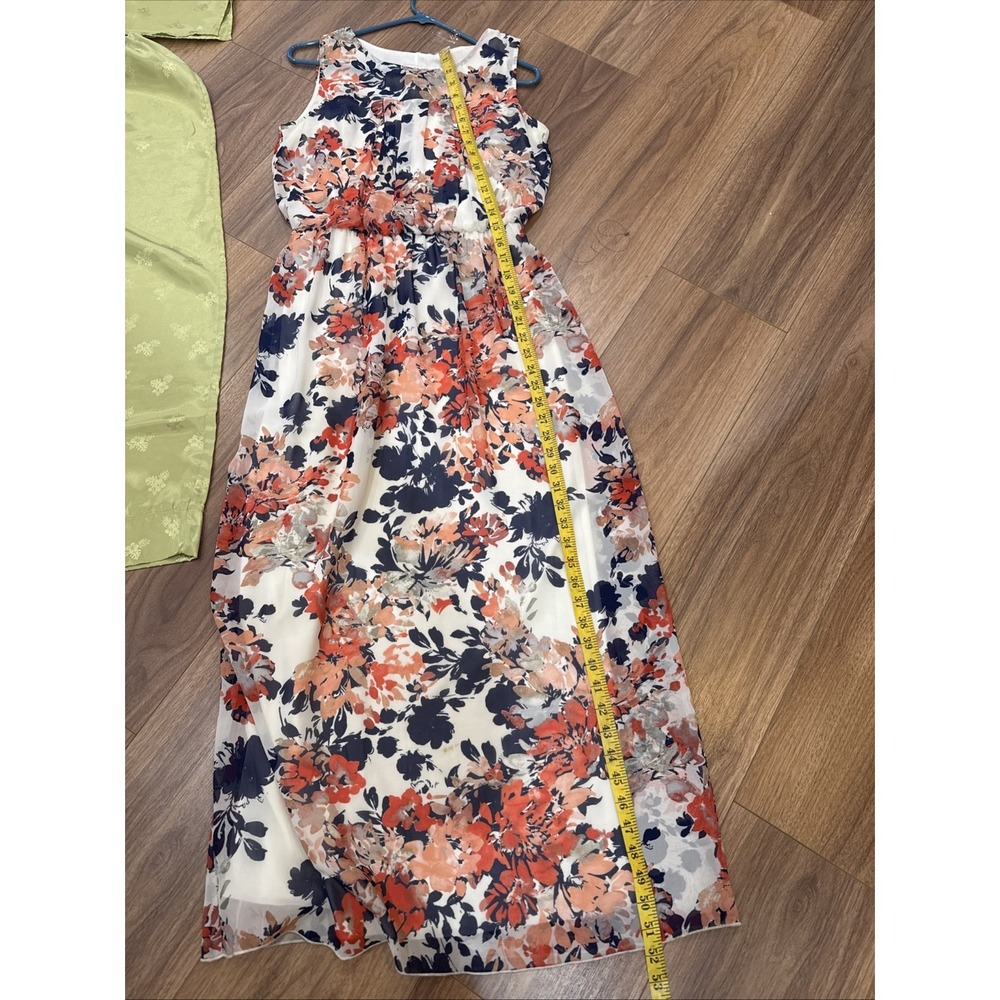Enfocus Studio Dress Women's 8 Maxi White And Blue Floral Print Sleeveless - Picture 6 of 7